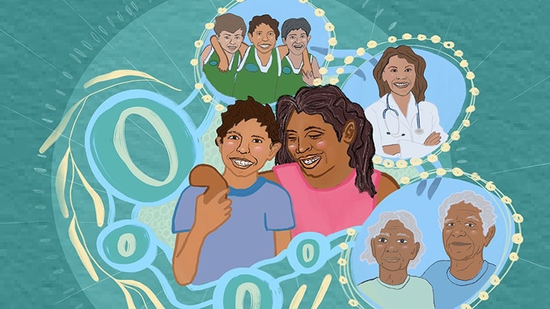 illustration of parent and young aboriginal person